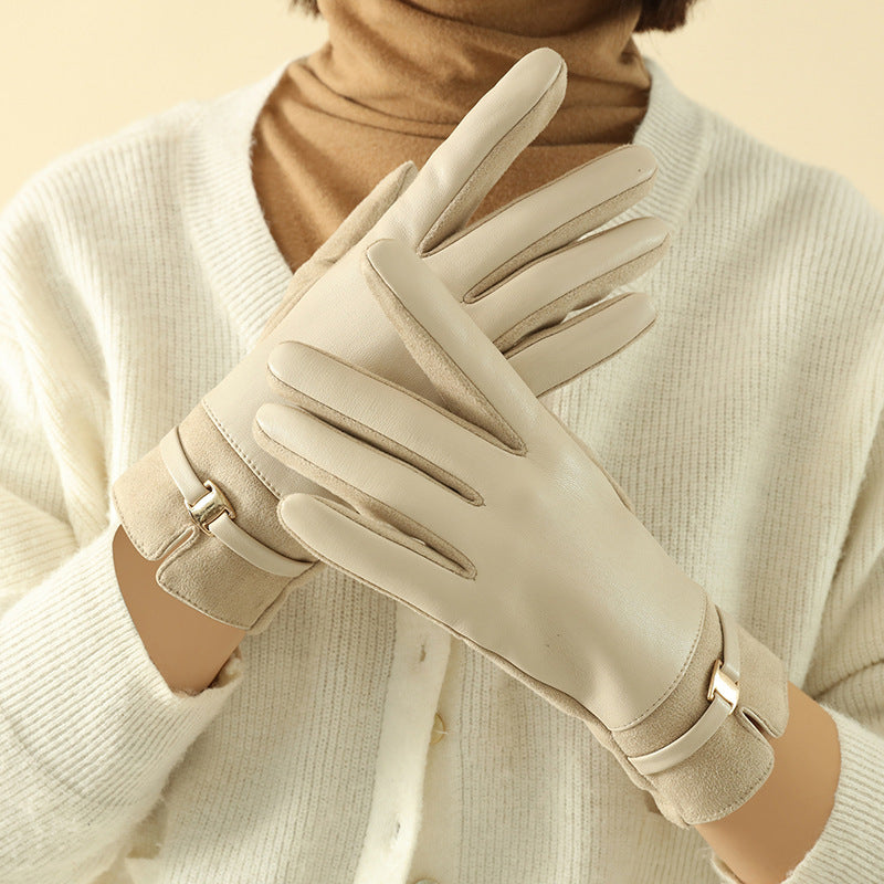 Warm-keeping And Cold-proof Plus Suede Velvet Gloves Buy Center