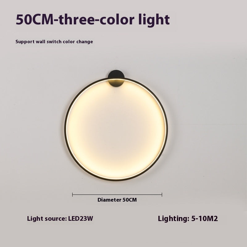 Newly Released at Buy Center: Minimalist Round Bedroom Bedside Lamp Wireless Living Room Sofa Background Wall Hotel Decorative Wall Lamp 50CM 3 Colors