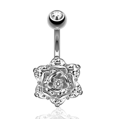 Buy Center Top Rated-Fashion Personality Rose Zircon Navel Order Steel Color