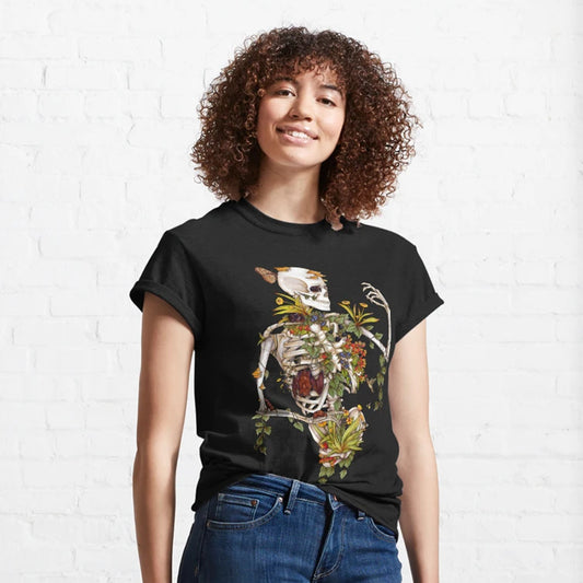 Just Arrived at Buy Center: Skull And Plant Pattern Printed Personalized Women's Casual All-match T-shirt