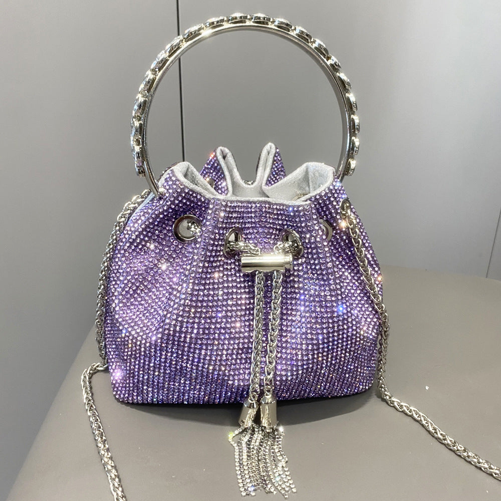 Buy Center Excellence-European And American Shiny Diamond Handbag For Women Purple Medium