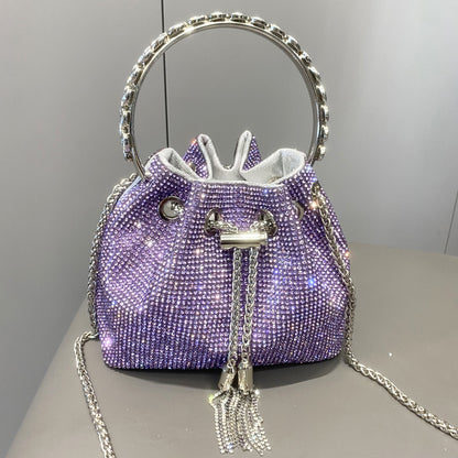 Buy Center Excellence-European And American Shiny Diamond Handbag For Women Purple Medium