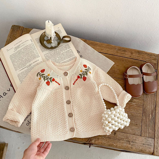 Fresh Arrivals at Buy Center: Children's Embroidered Long Sleeve Knitted Coat Newborn Cardigan