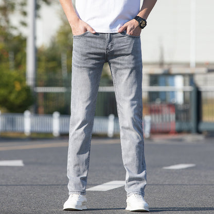 Summer Thin Jeans Men's Slim-fit Straight Trousers Buy Center