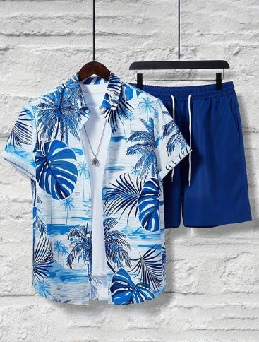 Printed Casual Men's Shirt And Shorts Two-piece Set Buy Center