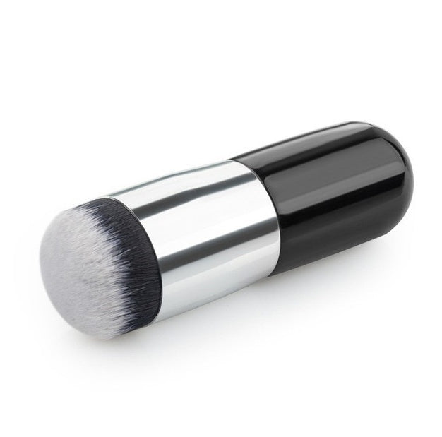 Buy Center Best Value-Chubby pier makeup brush foundation powder brush beauty makeup tools Black Silver