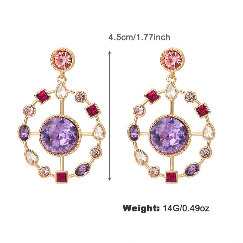 Buy Center Special-Fashion Colorful Rhinestone Special-shaped Earrings NCE05369color