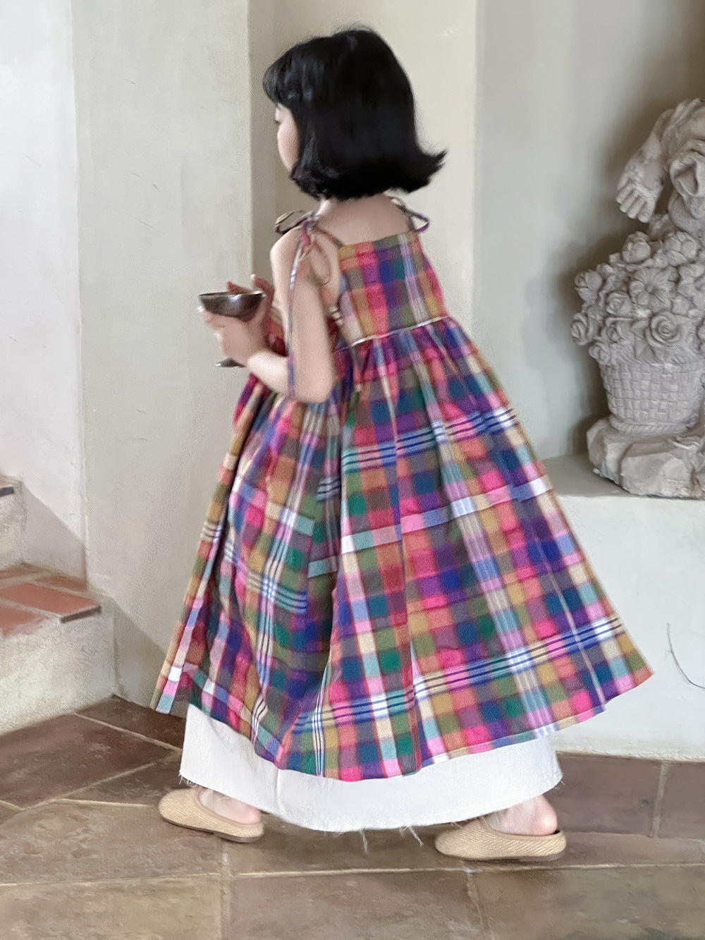 Fresh Arrivals at Buy Center: Korean Style Plaid Sling Dress Children's Casual Colorful Dress