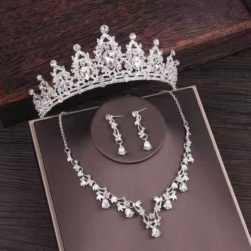 Ensemble de collier couronne en strass pour mariée, accessoires de mariage