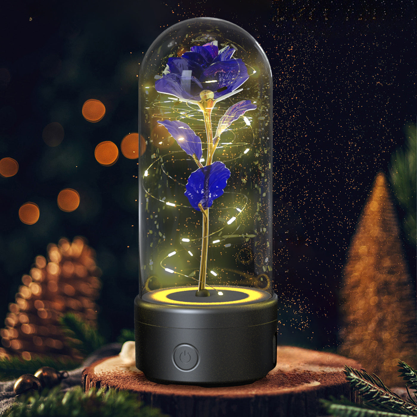 Creative 2 In 1 Rose Flowers LED Light And Bluetooth-compatible Speaker Valentine's Day Gift Rose Luminous Night Light Ornament In Glass Cover Buy Center