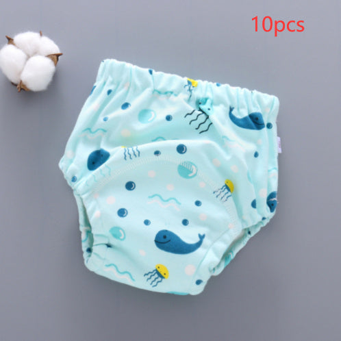 Hot New Items at Buy Center: Baby Training Pants Washable 6-layer Gauze Diaper Cover Underwater world 10PCS