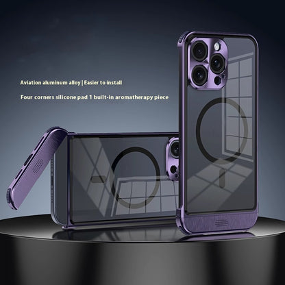 Newly Released at Buy Center: Simple And Breathable Metal Frame Phone Case Dark Purple