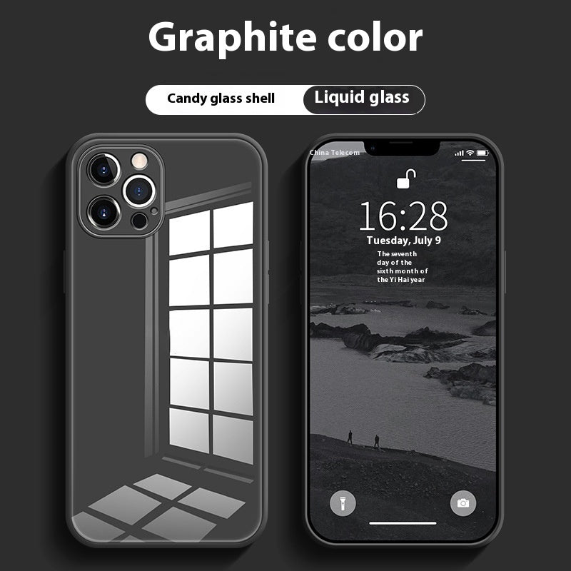 Just Arrived at Buy Center: White Tempered Glass All-inclusive Drop-resistant Phone Case Graphite Color