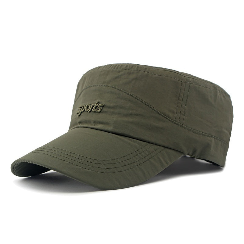 Just Arrived at Buy Center: Men's Flat-top Hat Summer Outdoor Sun Protection Sun Hat Leisure Army Green Adjustable