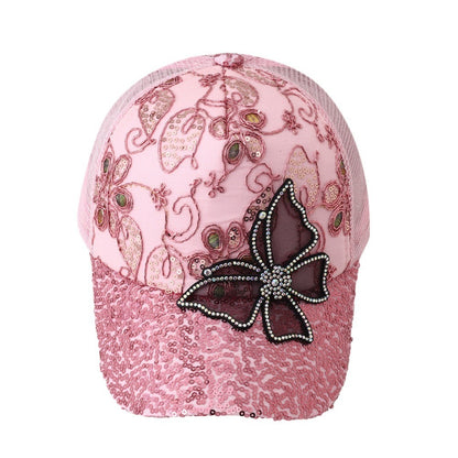 Just Arrived at Buy Center: Casual Fashionable Sequins Peaked Cap For Women Pink Adjustable