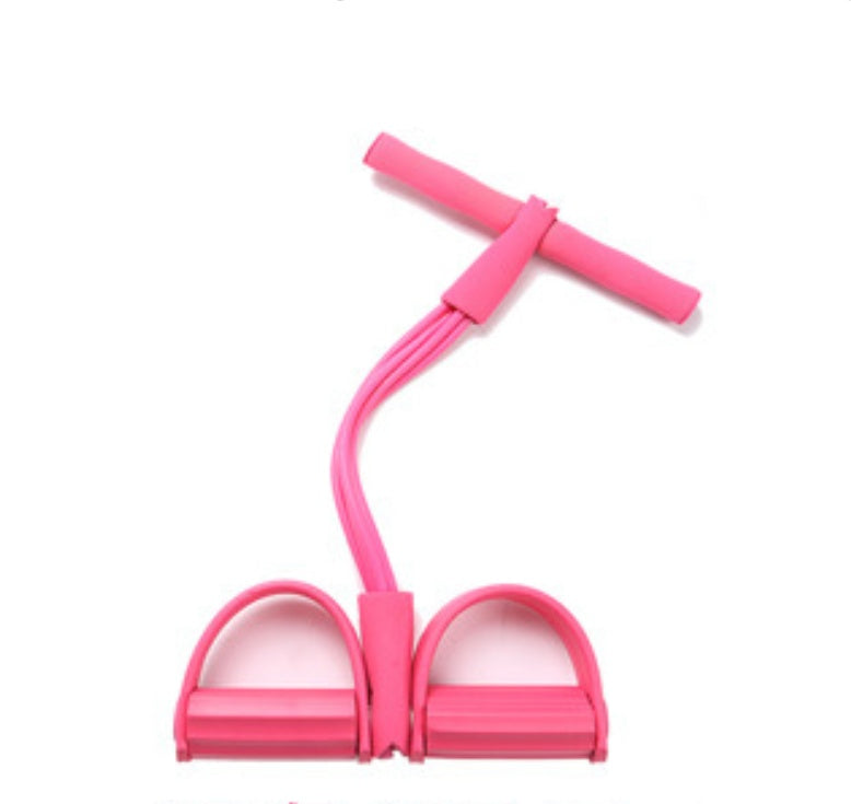 Natural Latex Foot Pedal Elastic Pull Rope with Handle Fitness Equipment Bodybuilding Expander Pink