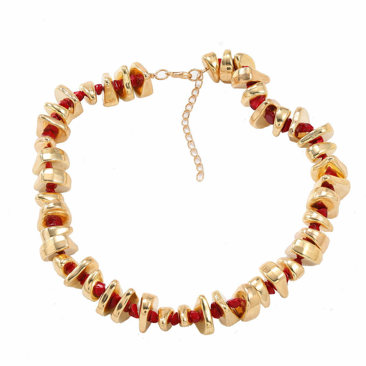 Buy Center Handpicked- Gold Retro Irregular Handmade Beaded Shaped Suit Necklace