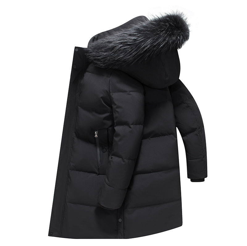 Fur Collar Mid-length Light Luxury Thickened Warm Cold-resistant Hooded Down Jacket