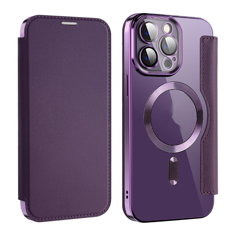 Buy Center Special-Transparent Wireless Charger Protective Sleeve Card Phone Case Purple