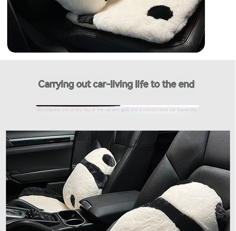 Fresh Arrivals at Buy Center: Cartoon Panda Automotive Waist Cushion Winter Plush Soft