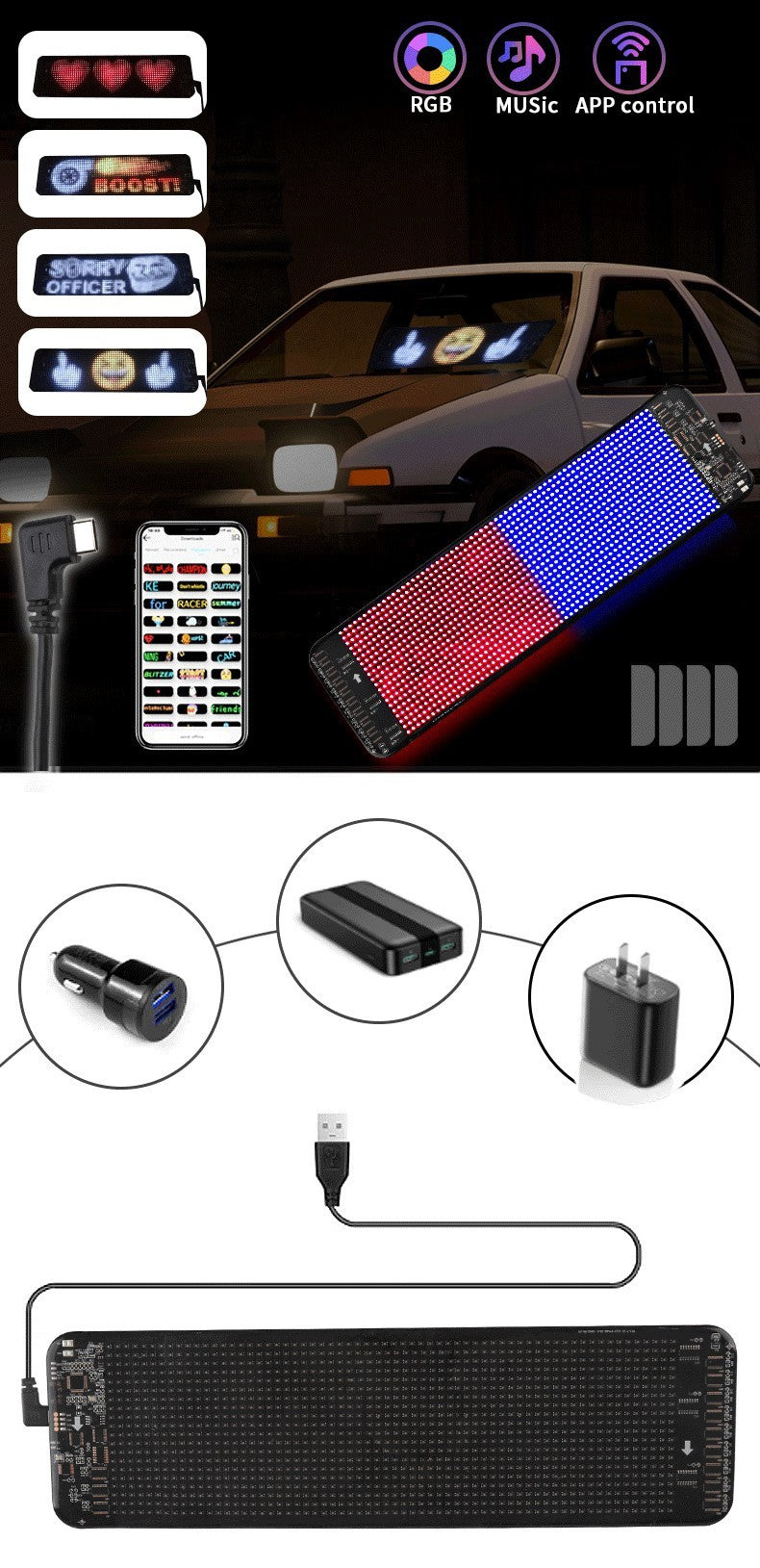 New at Buy Center: Bluetooth Car Mounted Flexible LED Full-color Soft Screen