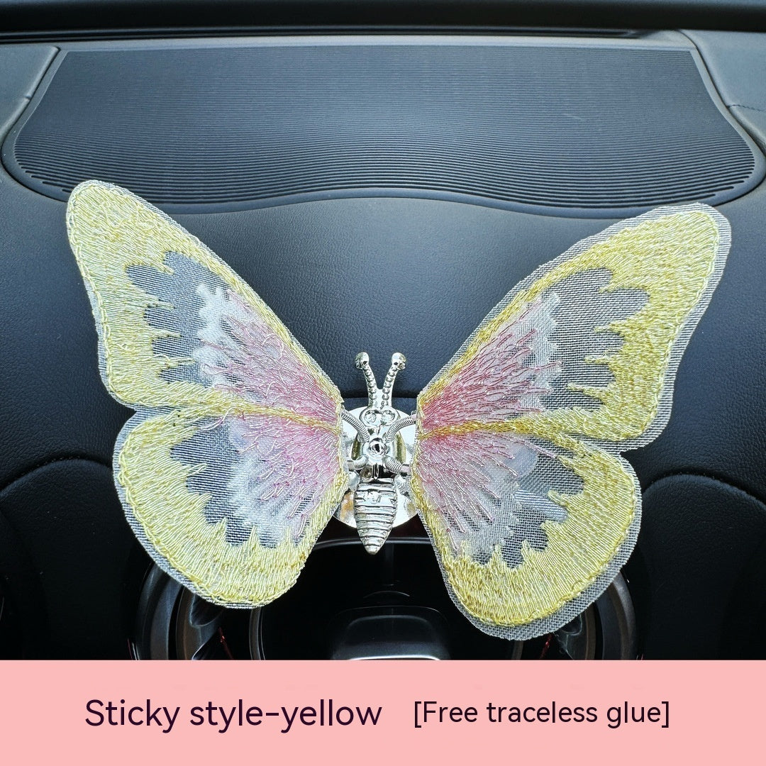 Just Arrived at Buy Center: Moving Embroidery Butterfly Center Console Air Outlet Decoration Healing Series Car Accessories