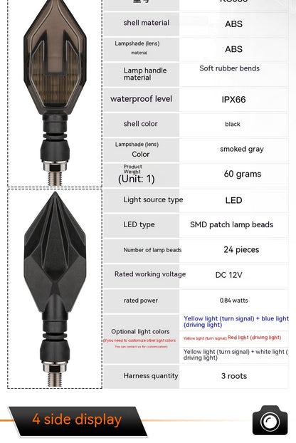 Just Arrived at Buy Center: Motorcycle Arrow-shaped Light Guide Two-color LED Turn Signal Daytime Running Lamp