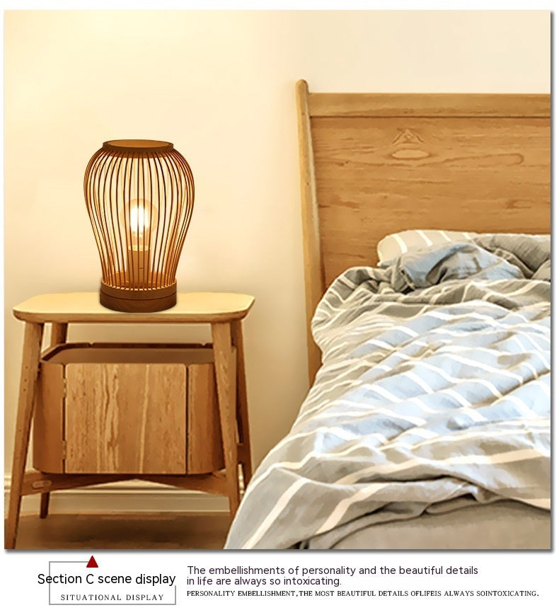 Just Arrived at Buy Center: Nordic Style Wooden Zen Solid Wood Bed Breakfast Bedside Lamp