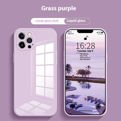 Just Arrived at Buy Center: White Tempered Glass All-inclusive Drop-resistant Phone Case Grass Purple