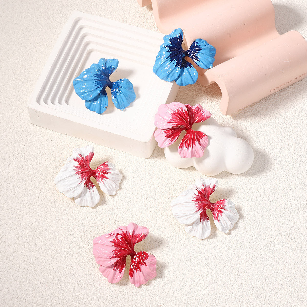 Buy Center Exclusive Offer-Holiday Alloy Colorful Oil Necklace Flower Flower Stud Earrings