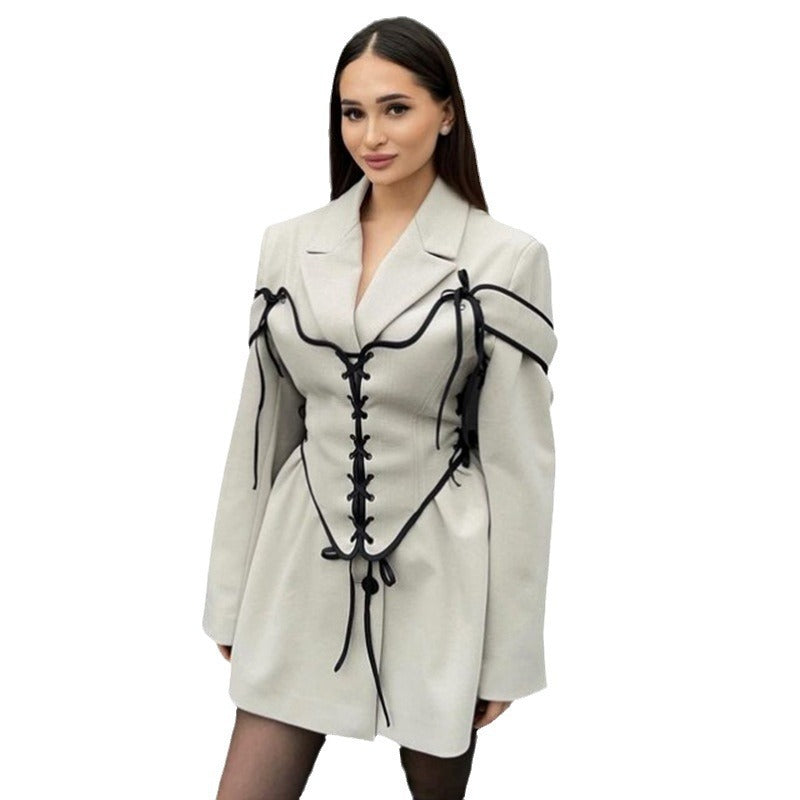 Women's Suit Collar Long-sleeved Woolen Coat Buy Center