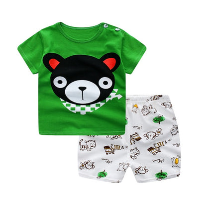 Cartoon Clothing Baby Boy Summer Clothes T-shirt Baby Girl Casual Clothing Sets Bear