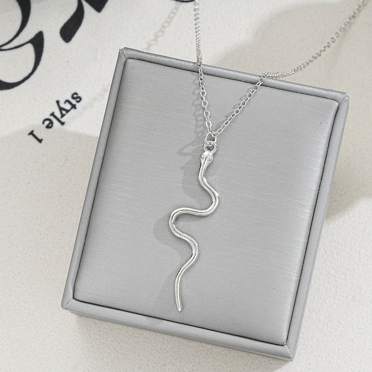 Buy Center Premium-Stylish Graceful Simple Rose Gold Snake Pendant Necklace Silver