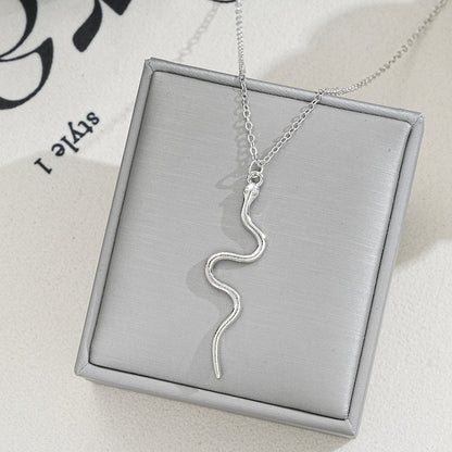 Buy Center Premium-Stylish Graceful Simple Rose Gold Snake Pendant Necklace Silver