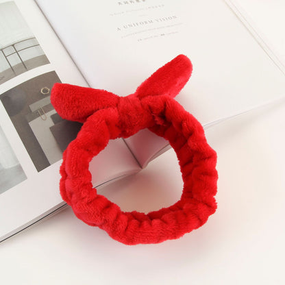 Coral Velvet Bow Cross Hairband