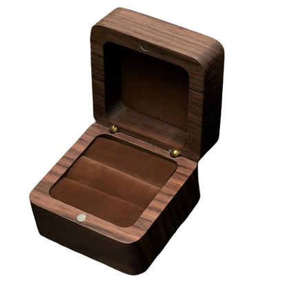 Newly Released at Buy Center: Simple And Creative Walnut Ring Box Yellow Lining