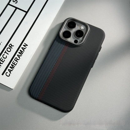 Hot New Items at Buy Center: Magnetic Carbon Fiber Pattern Drop-resistant Mobile Phone Protective Case Blue Red Black