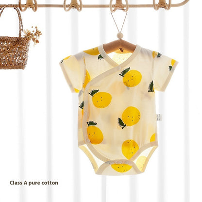 Fresh on the Scene at Buy Center: Clothes For Babies Summer Clothing Class A Cotton Short Sleeve Romper Yellow Small Orange