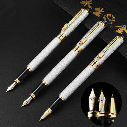 Just Arrived at Buy Center: Immortal Fountain Pen Faucet Signature Pen Student Office Metal Iridium Nib White