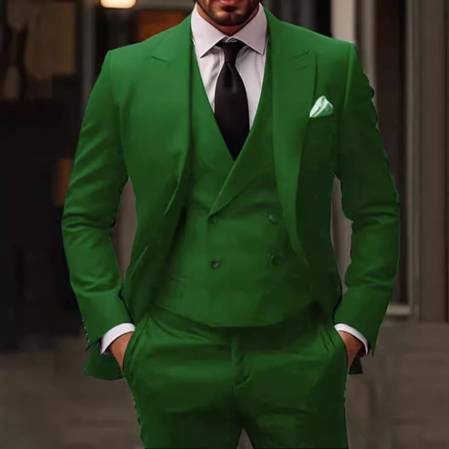 Green Plus-sized Foreign Trade Three-piece Groom Best Man Suit Buy Center