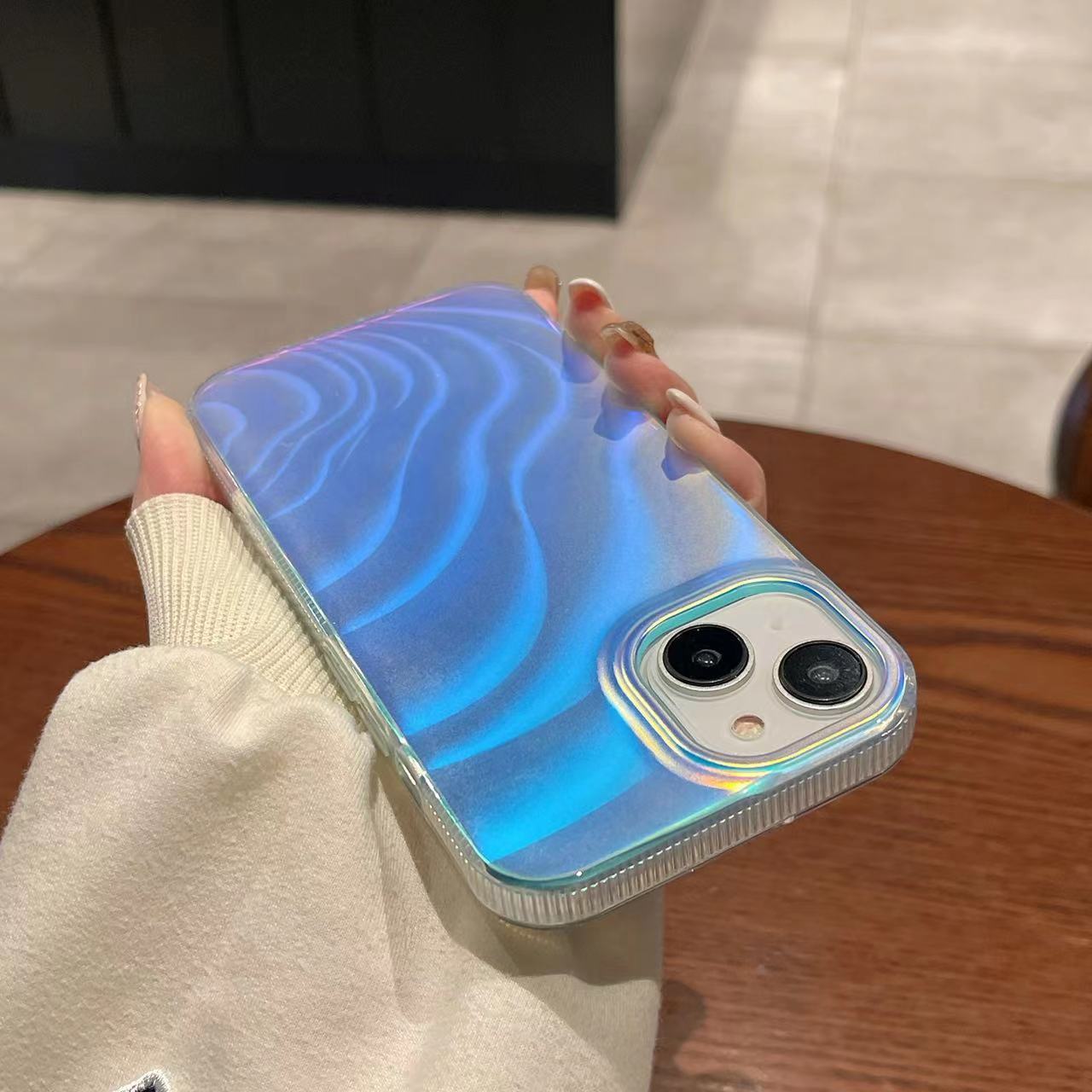 Buy Center Trend- Three-dimensional Wave Laser Phone Case Aurora Discoloration Vortex Pattern