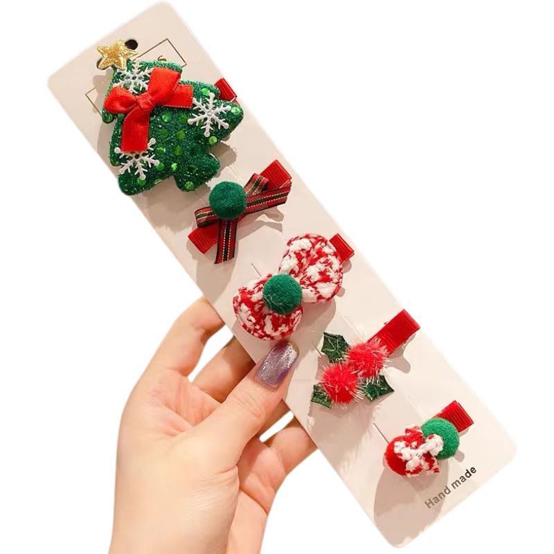 Bowknot Hairpin Cute Headwear Cartoon Cloth Bell Elk Snowflake Christmas Tree Barrettes Suit Buy Center