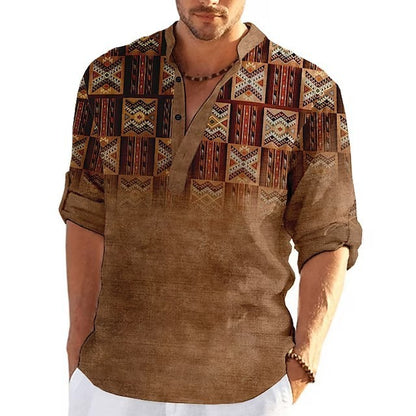 Buy Center Handpicked- Simple Printed Stand Collar Men's Casual Shirt CT13GG30