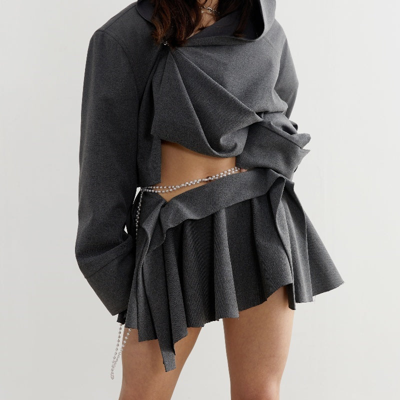 Dark Gray Vertical Cut Irregular Skirt | Women's Clothing3 | Buy Center