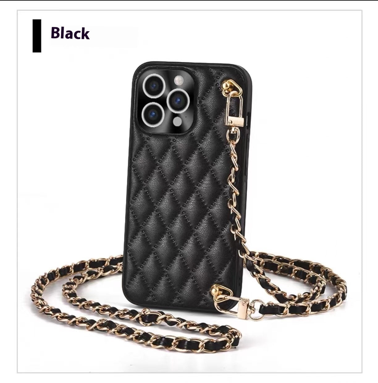 Just Arrived at Buy Center: Phone Case Diamond Plaid Crossbody Protective Sleeve Charming Black