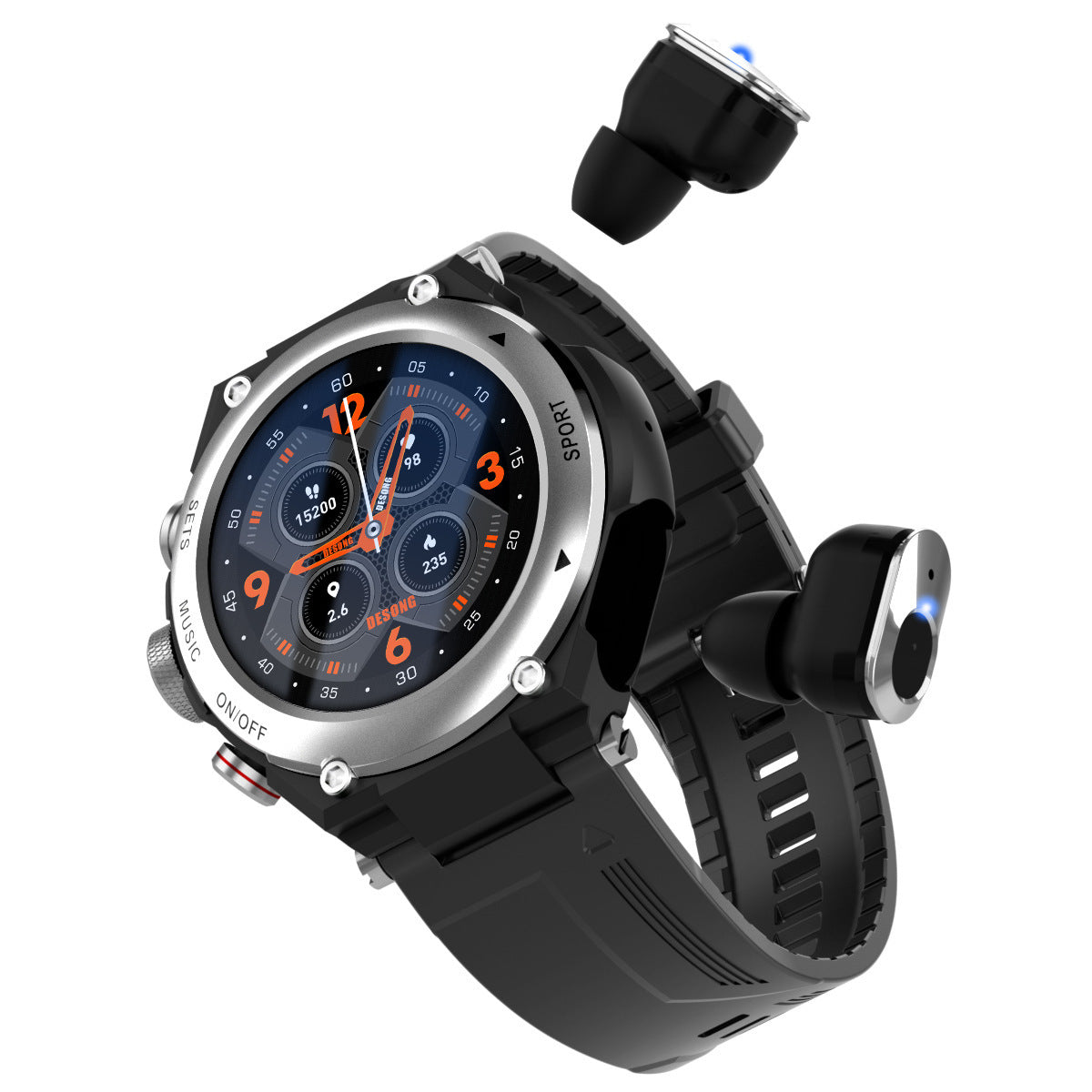 New at Buy Center: Smart Watch Bluetooth Headset Three-in-one Call Music Heart Rate Sports Watch