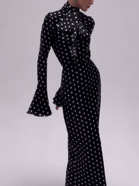 Fresh on the Scene at Buy Center: Polka Dot Strappy Bell Sleeve Dress