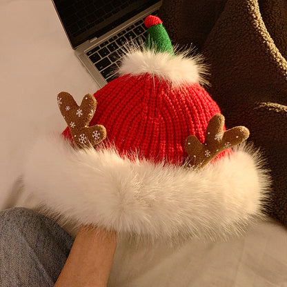 Cute Christmas Antlers Plush Bonnet Children Buy Center