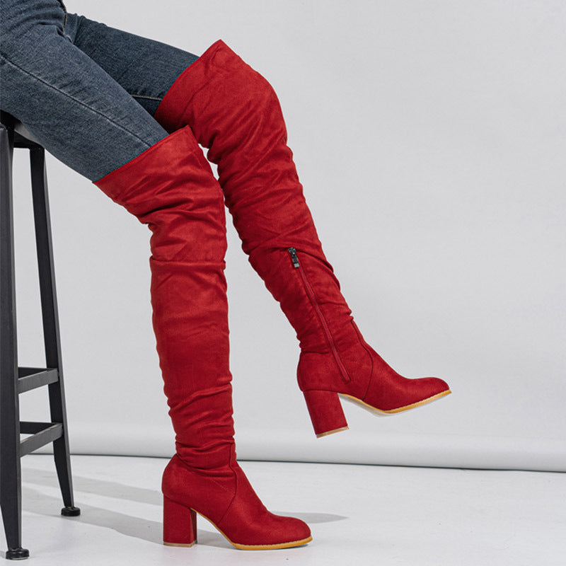 Women's Boots High-heeled Elastic Long Boots Over The Knee Boots Buy Center