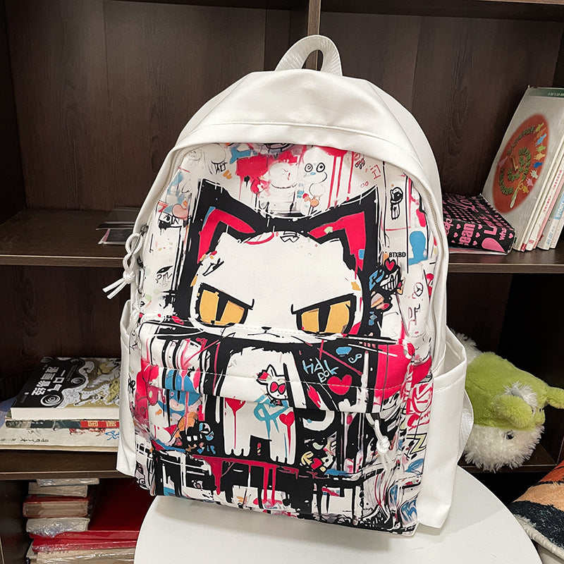 Now Available at Buy Center: Girls' Harajuku Style Personalized Graffiti Simple All-match Backpack Red